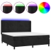 Cama box spring colchón y LED terciopelo negro 160x200 cm