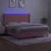 Cama box spring colchón y LED terciopelo rosa 160x200 cm