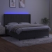 Cama box spring colchón y LED terciopelo gris oscuro 180x200 cm