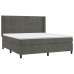 Cama box spring colchón y LED terciopelo gris oscuro 180x200 cm