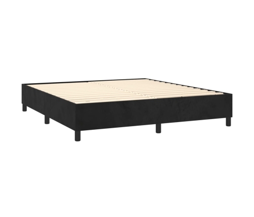 vidaXL Cama box spring colchón y LED terciopelo negro 180x200 cm