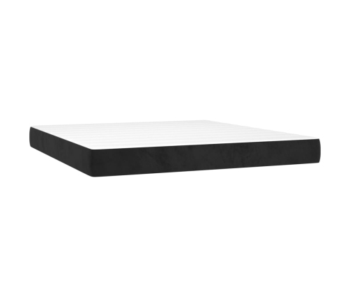 vidaXL Cama box spring colchón y LED terciopelo negro 180x200 cm