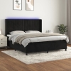 vidaXL Cama box spring colchón y LED terciopelo negro 180x200 cm