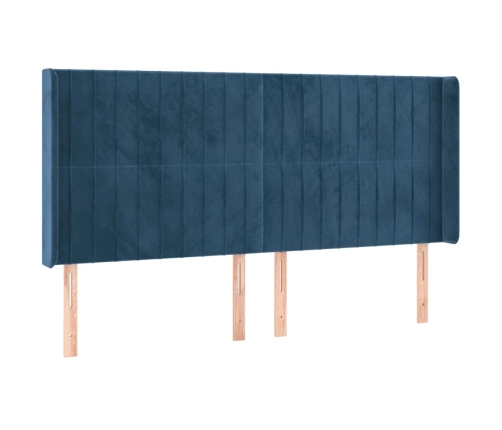 Cama box spring colchón y LED terciopelo azul oscuro 180x200 cm