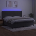 Cama box spring colchón y LED terciopelo gris oscuro 200x200 cm