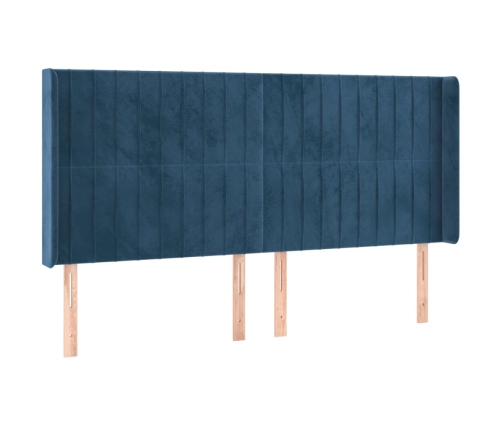 Cama box spring colchón y LED terciopelo azul oscuro 200x200 cm