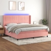 vidaXL Cama box spring colchón y LED terciopelo rosa 200x200 cm