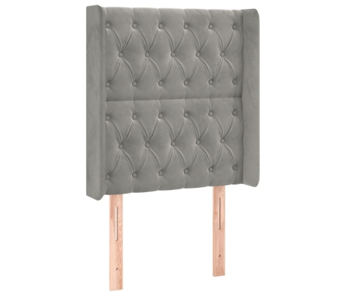 Cama box spring colchón y LED terciopelo gris claro 80x200 cm