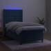 Cama box spring colchón y LED terciopelo azul oscuro 80x200 cm