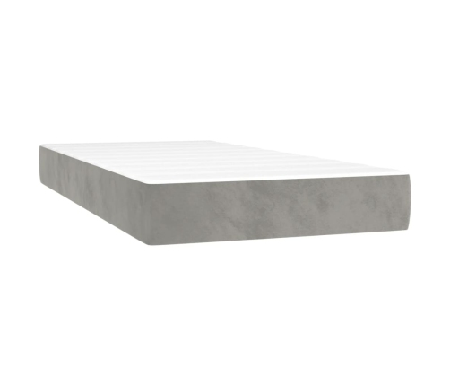 vidaXL Cama box spring colchón y LED terciopelo gris claro 90x190 cm