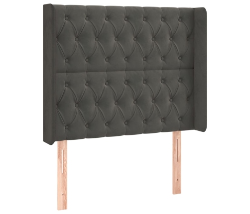 Cama box spring colchón y LED terciopelo gris oscuro 90x190 cm