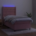 vidaXL Cama box spring colchón y LED terciopelo rosa 90x190 cm