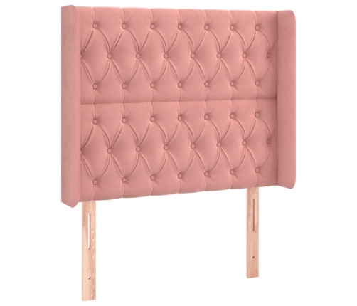 Cama box spring colchón y LED terciopelo rosa 90x200 cm