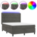 Cama box spring colchón y LED terciopelo gris oscuro 140x190 cm