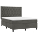 Cama box spring colchón y LED terciopelo gris oscuro 140x190 cm