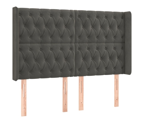Cama box spring colchón y LED terciopelo gris oscuro 140x190 cm