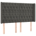 Cama box spring colchón y LED terciopelo gris oscuro 140x190 cm