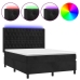 vidaXL Cama box spring colchón y LED terciopelo negro 140x190 cm