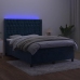 Cama box spring colchón y LED terciopelo azul oscuro 140x190 cm