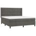 Cama box spring colchón y LED terciopelo gris oscuro 160x200 cm