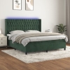 Cama box spring colchón y LED terciopelo verde oscuro 160x200cm