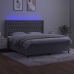 Cama box spring colchón y LED terciopelo gris claro 180x200 cm