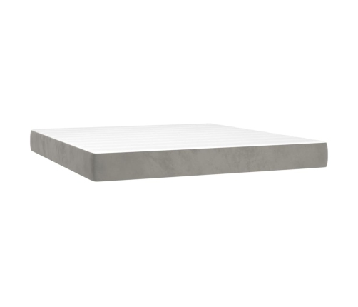 vidaXL Cama box spring colchón y LED terciopelo gris claro 180x200 cm