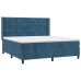 Cama box spring colchón y LED terciopelo azul oscuro 180x200 cm