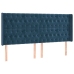 Cama box spring colchón y LED terciopelo azul oscuro 180x200 cm