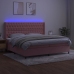 Cama box spring colchón y LED terciopelo rosa 200x200 cm