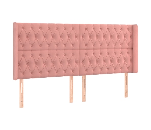 Cama box spring colchón y LED terciopelo rosa 200x200 cm