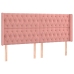 Cama box spring colchón y LED terciopelo rosa 200x200 cm