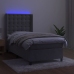 vidaXL Cama box spring colchón y LED terciopelo gris claro 80x200 cm