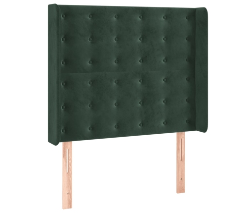 Cama box spring colchón y LED terciopelo verde oscuro 80x200 cm