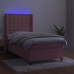 Cama box spring colchón y LED terciopelo rosa 80x200 cm