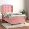 vidaXL Cama box spring colchón y LED terciopelo rosa 80x200 cm