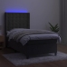 vidaXL Cama box spring colchón y LED terciopelo gris oscuro 90x190 cm