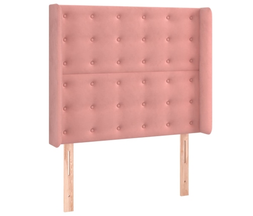 Cama box spring colchón y LED terciopelo rosa 90x190 cm