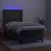 Cama box spring colchón y LED terciopelo gris oscuro 90x200 cm