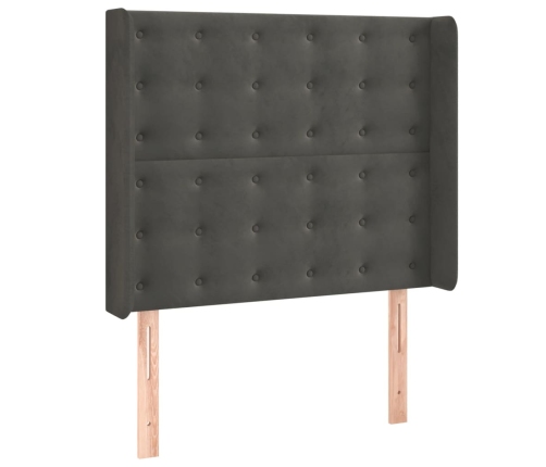 Cama box spring colchón y LED terciopelo gris oscuro 90x200 cm