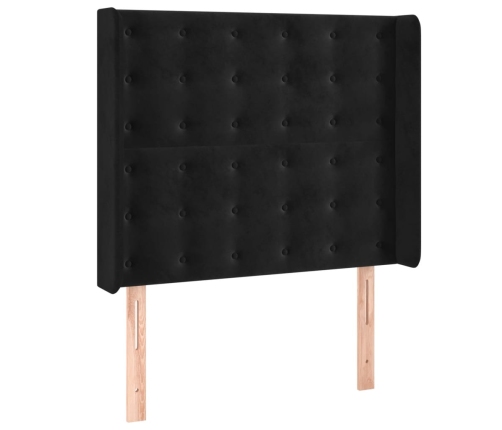 Cama box spring colchón y LED terciopelo negro 100x200 cm