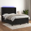 Cama box spring colchón y LED terciopelo negro 140x190 cm