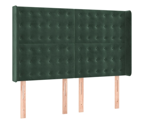 Cama box spring colchón y LED terciopelo verde oscuro 140x190cm