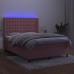 Cama box spring colchón y LED terciopelo rosa 140x190 cm