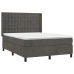 Cama box spring colchón y LED terciopelo gris oscuro 140x200 cm