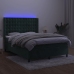 Cama box spring colchón y LED terciopelo verde oscuro 140x200cm