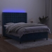 Cama box spring colchón y LED terciopelo azul oscuro 140x200 cm