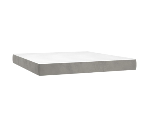 vidaXL Cama box spring colchón y LED terciopelo gris claro 160x200 cm