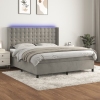 vidaXL Cama box spring colchón y LED terciopelo gris claro 160x200 cm