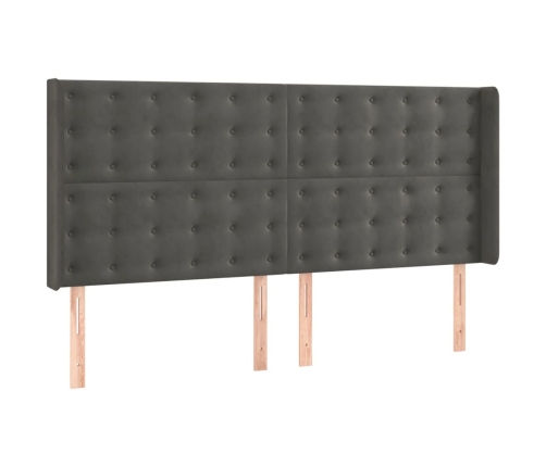 Cama box spring colchón y LED terciopelo gris oscuro 160x200 cm